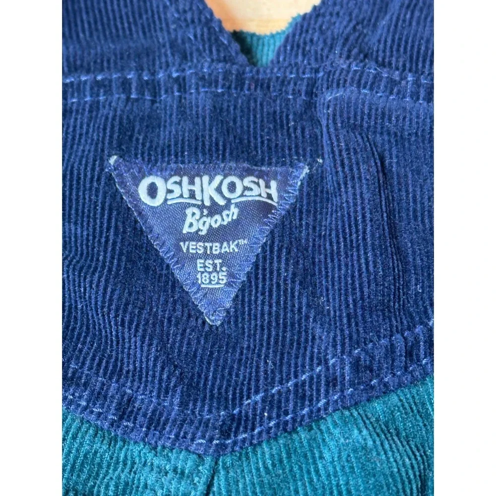 OshKosh B'gosh Corduroy Overalls Toddler 2T Teal Navy Blue Excellent Vestbak